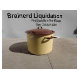 Large Yellow Enamel Stock Pot with Lid