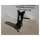 Vintage Black Leather Cowboy Boot with Spurs and Leather Strap