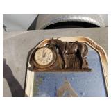 Vintage Mirror with Horse and Clock Decor