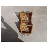 Wall-Mounted Wooden Mail Organizer with Key Hooks