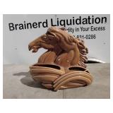 Vintage Ceramic Double Horse Head Lamp