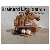 Vintage Ceramic Double Horse Head Lamp