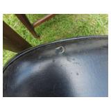 Pair of Vintage Black Leather and Wood Arm Chairs