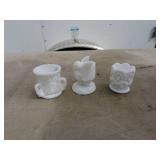 Vintage White Milk Glass Votive Holders - Set of 3