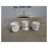 Vintage White Milk Glass Votive Holders - Set of 3