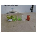 Lot of 5 Ornate Glass Salt Cellars