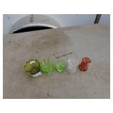 Lot of 5 Ornate Glass Salt Cellars