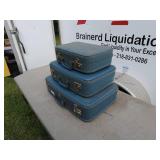 Set of 3 Vintage Blue Suitcases
