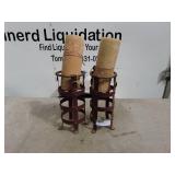 Pair of Rustic Candles with Metal Holders