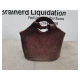 Handcrafted Leather Basket with Intricate Floral Design