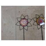 Lot of 2 Decorative Metal Garden Stakes