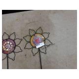 Lot of 2 Decorative Metal Garden Stakes