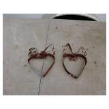 Pair of Heart Shaped Metal Wall Decor Pieces with Bows