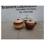 Vintage Stoneware Crocks with Lids - Set of 2
