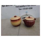 Vintage Stoneware Crocks with Lids - Set of 2