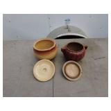Vintage Stoneware Crocks with Lids - Set of 2
