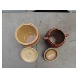 Vintage Stoneware Crocks with Lids - Set of 2