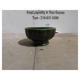 Vintage Floraline USA Green Ceramic Planter Bowl