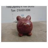 Vintage Red Ceramic Pig Figurine
