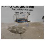 Vintage Clear Glass Pitcher with Blue and Gold Band