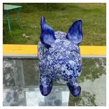 Blue Floral Ceramic Pig Figurine