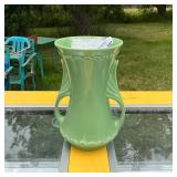Vintage Green Ceramic Double-Handled Vase