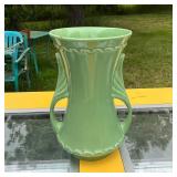 Vintage Green Ceramic Double-Handled Vase