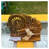 Vintage McCoy USA Pottery Planter with Spinning Wheel and Dog Design