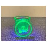 Vintage Green Depression Glass Jar with Lid