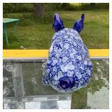 Blue Floral Ceramic Pig Figurine