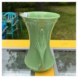 Vintage Green Ceramic Double-Handled Vase