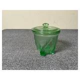 Vintage Green Depression Glass Jar with Lid