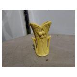 Vintage Yellow Ceramic Vase with Floral Design