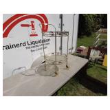 Vintage Metal Serving Cart with Glass Shelves