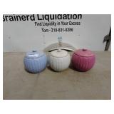 Set of 3 Vintage Watt Pottery Oven Ware Bowls with Lids