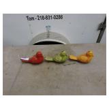Set of 3 Decorative Bird Figurines - Red, Green, Yellow