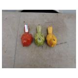 Set of 3 Decorative Bird Figurines - Red, Green, Yellow