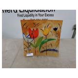 Abstract Flower Painting on Canvas with Stand