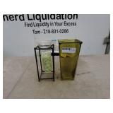 Glass Vase and Metal Stand with Decorative Stones