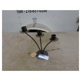 Vintage Black Metal 3-Light Candle Holder