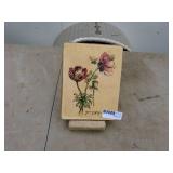 Vintage Tile with Floral Illustration