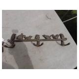 Vintage Cast Iron Bird Motif Wall Hook Rack Set