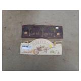 Lot of 2 Decorative Wooden Signs - Welcome and Enter with a Happy Heart