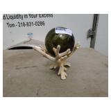 Decorative Coral and Green Glass Sphere