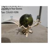 Decorative Coral and Green Glass Sphere