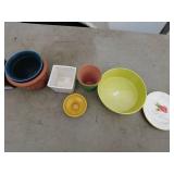 Lot of Assorted Plant Pots and Decorative Plate