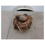 Decorative Bird Nest Figurine with Bird