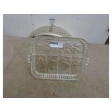 Vintage Glass Divided Serving Platter with Fruit Design