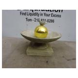 Decorative Stone Bird Bath with Gold Ball Accent