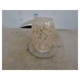 Decorative Frosted Glass Candle Holder with Gold Pattern